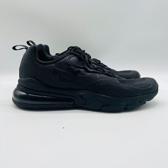 Nike Air Max 270 React Womens 7.5 Triple Black Athletic Shoes Running Sneakers - Picture 1 of 9